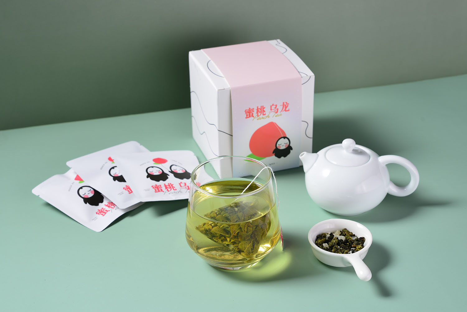 电商蜜桃乌龙茶布光与拍摄